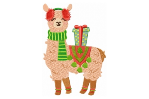 Adorable Christmas Llama with Poncho