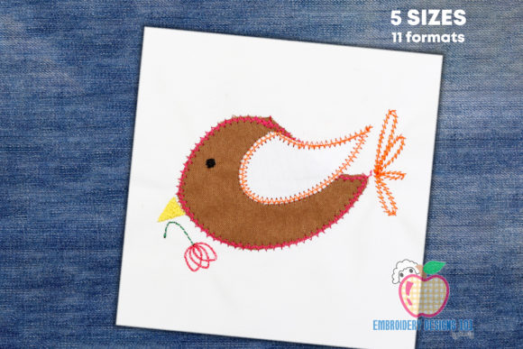 Cartoon Bird Holding a Leaf Applique Review
