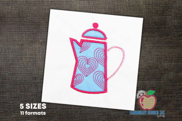 Charming Pink Coffee Pot for Embroidery
