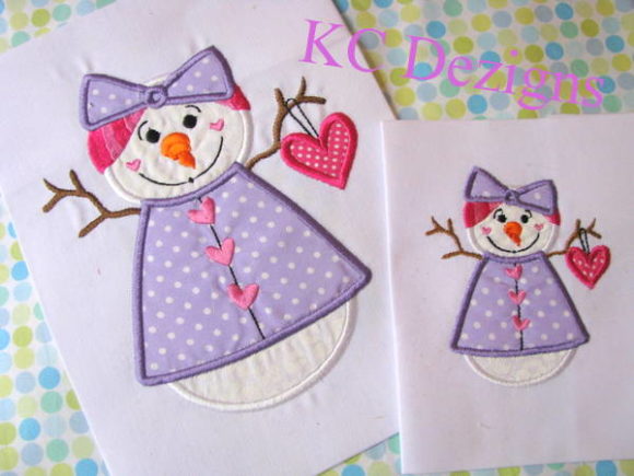 Charming Snow Lady Holding Heart Applique