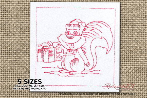 Charming Squirrel with Santa Hat Holding a Gift