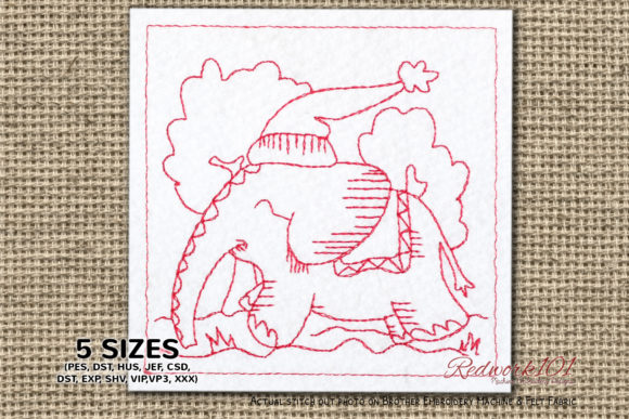 Christmas Baby Elephant Redwork: A Festive Embroidery Delight