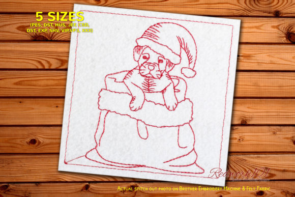 Christmas Dog Redwork Design: A Festive Touch