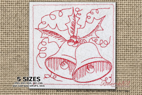Christmas Holly Bells: A Festive Embroidery Design