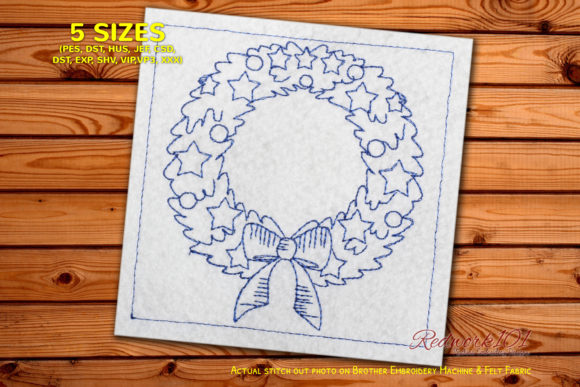 Colorful Christmas Wreath Redwork Review
