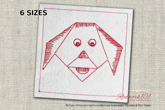 Origami Dog Face Redwork: A Festive Touch
