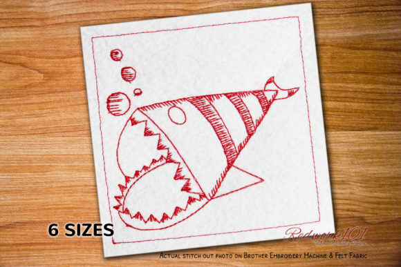 Origami Paper Fish Redwork Embroidery