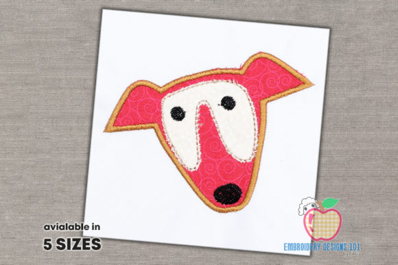 Whippet Dog Face Applique: A Charming Embroidery Design